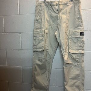 Zara Men's Light Beige Cargo Pants with Utility Pockets